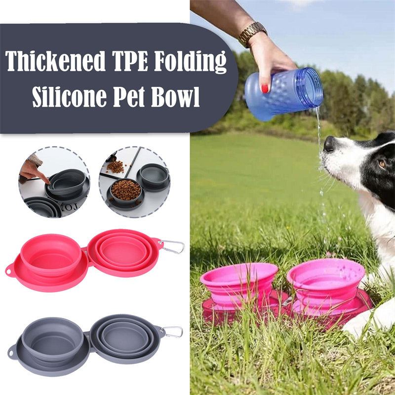 Rubber Foldable Double Bowl Pet Feeding Bowl Pet Supplies Dog Cat Bowls