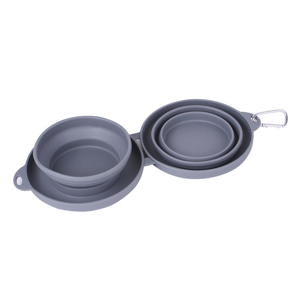 Rubber Foldable Double Bowl Pet Feeding Bowl Pet Supplies Dog Cat Bowls