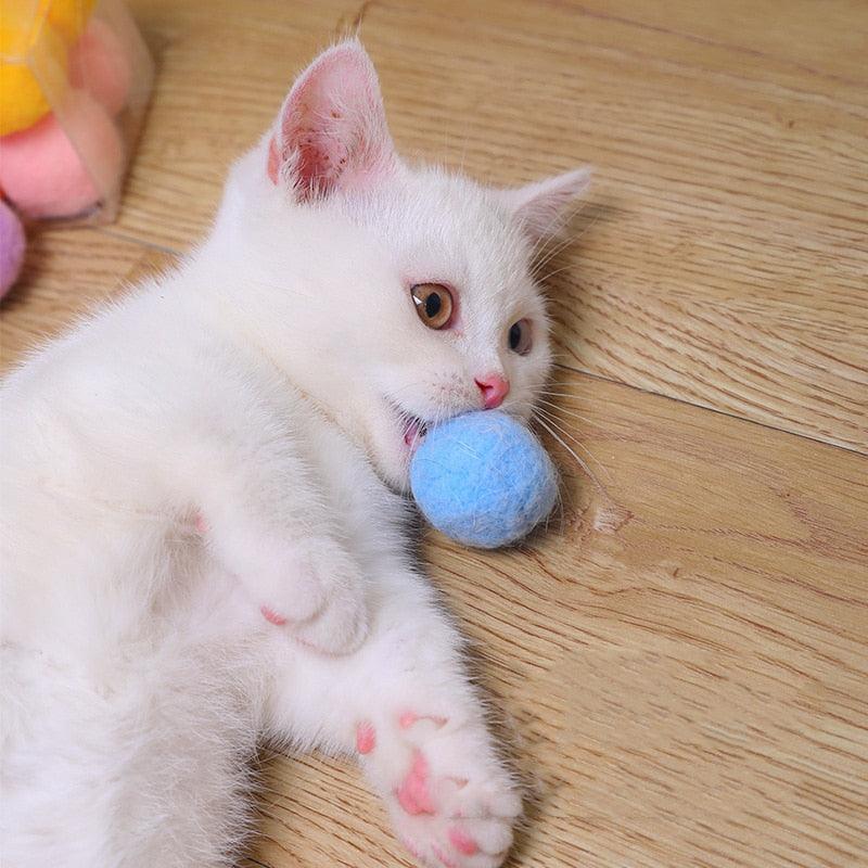 12Pcs/lot Funny Cat Toys, Stretch Plush Ball Toys for Cats, Colorful Interactive Cat Pom Pom Kitten Toy, Pet Supplies, Plush Balls for Training and Kitten Play