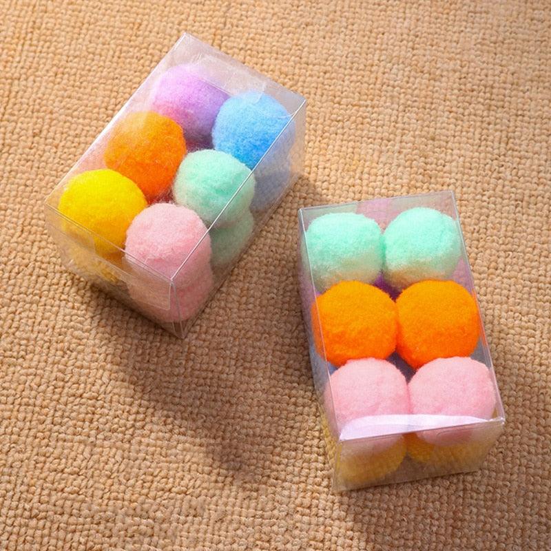 12Pcs/lot Funny Cat Toys, Stretch Plush Ball Toys for Cats, Colorful Interactive Cat Pom Pom Kitten Toy, Pet Supplies, Plush Balls for Training and Kitten Play