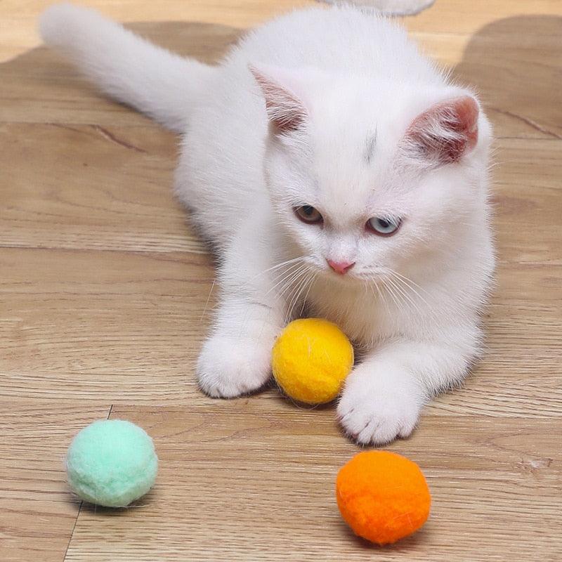 12Pcs/lot Funny Cat Toys, Stretch Plush Ball Toys for Cats, Colorful Interactive Cat Pom Pom Kitten Toy, Pet Supplies, Plush Balls for Training and Kitten Play