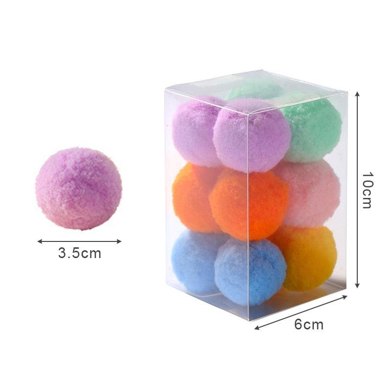12Pcs/lot Funny Cat Toys, Stretch Plush Ball Toys for Cats, Colorful Interactive Cat Pom Pom Kitten Toy, Pet Supplies, Plush Balls for Training and Kitten Play